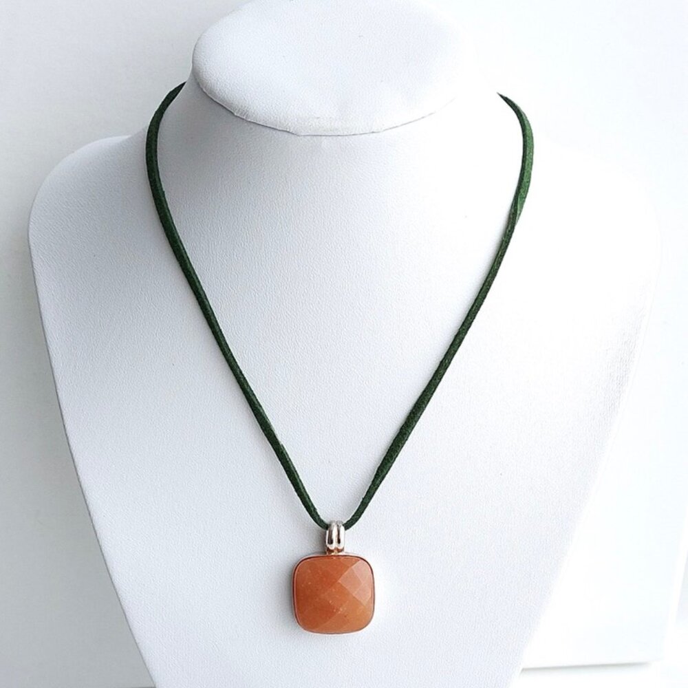 Sterling Silver Natural Carnelian Gemstone Pendant Necklace